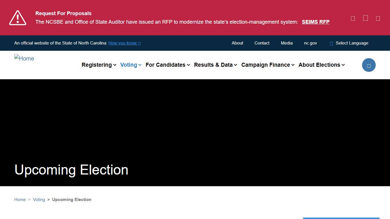 Upcoming Election NCSBE