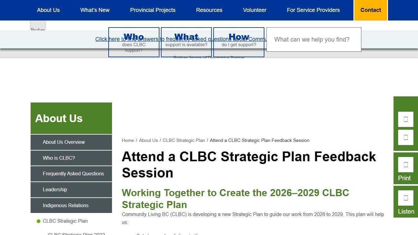 Attend a CLBC Strategic Plan Feedback Session - Community Living BC